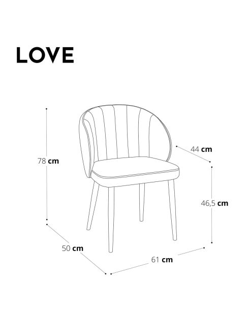 2 Chaises Love Velours Pieds Velours assortis gris clair - 78x50x61 cm
