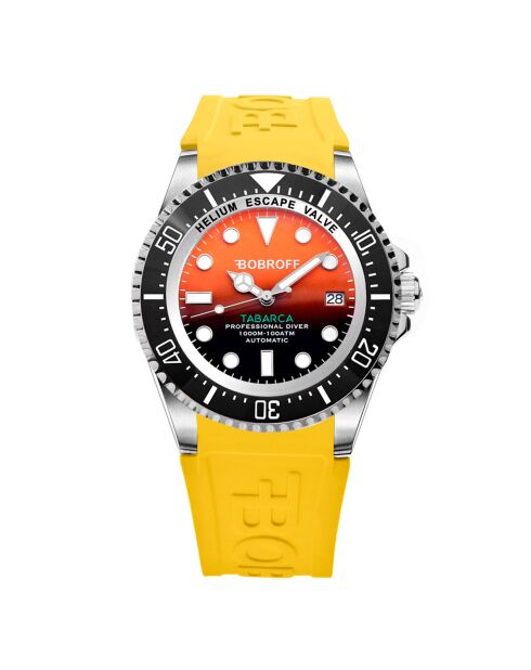 Montre Automatique Homme en Silicone jaune/orange