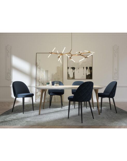 2 Chaises Kent Tissus Pieds Noirs mat bleu/noir - 79.5x51x54 cm