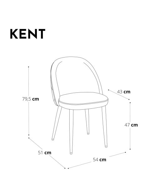 2 Chaises Kent Tissus Pieds Noirs mat bleu/noir - 79.5x51x54 cm