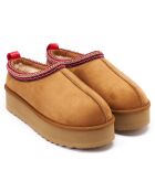 Chaussons en Cuir Nubuck fourrés Ria cognac