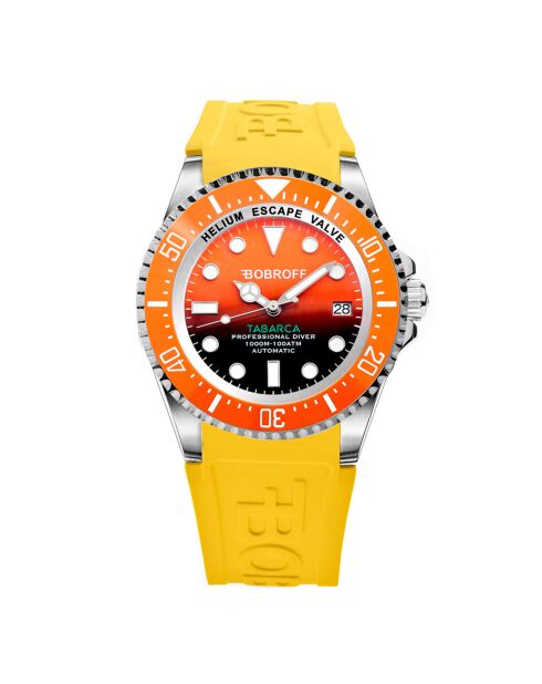 Montre Automatique Homme en Silicone jaune/orange
