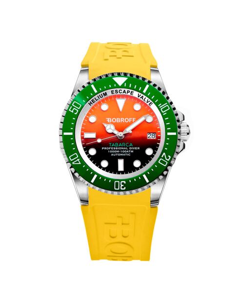 Montre Automatique Homme en Silicone jaune/orange