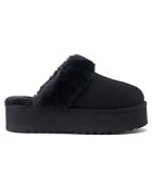 Chaussons fourrés en Cuir Nubuck Sabina noirs
