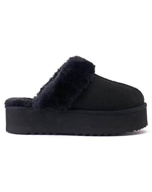 Chaussons fourrés en Cuir Nubuck Sabina noirs