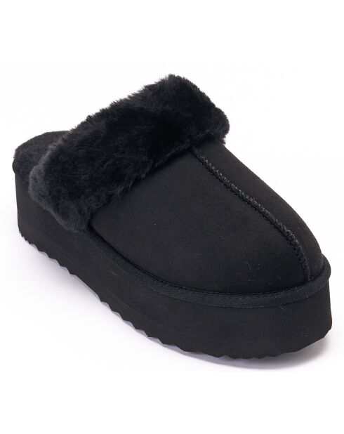 Chaussons fourrés en Cuir Nubuck Sabina noirs