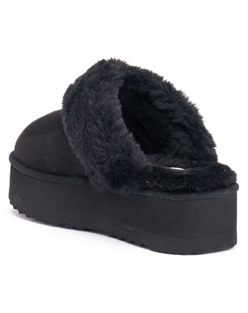 Chaussons fourrés en Cuir Nubuck Sabina noirs