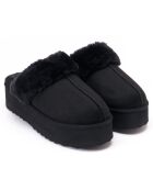 Chaussons fourrés en Cuir Nubuck Sabina noirs