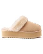 Chaussons fourrés en Cuir Nubuck Sabina beiges