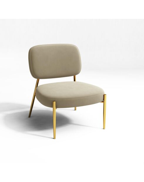 Petit Fauteuil Mona Velours beige - 77.5x65x70.5 cm