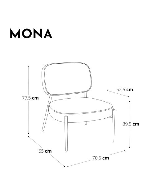 Petit Fauteuil Mona Velours beige - 77.5x65x70.5 cm