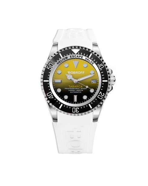 Montre Automatique Homme en Silicone blanc/jaune