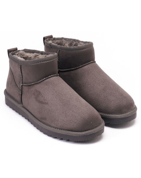 Boots fourrées en Cuir Nubuck Rita grises