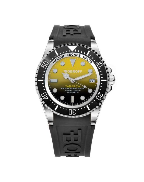 Montre Automatique Homme en Silicone noir/jaune