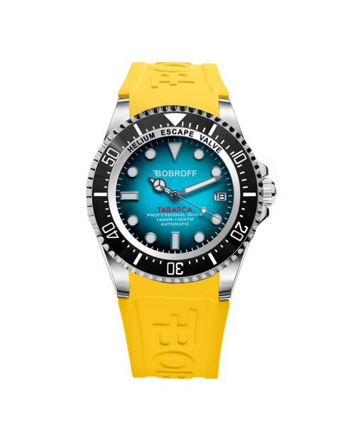 Montre Automatique Homme en Silicone jaune/bleu