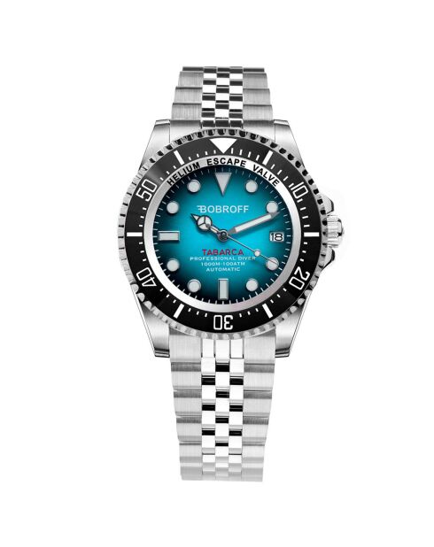 Montre Automatique Homme en Acier argenté/bleu