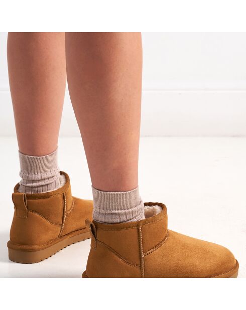 Boots fourrées en Cuir Nubuck Rita cognac