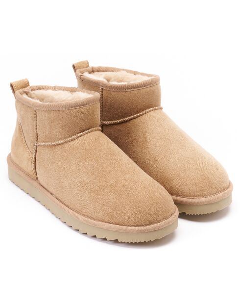 Boots fourrées en Cuir Nubuck Rita beiges