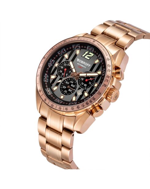 Montre Automatique Homme en Acier rose doré/gris