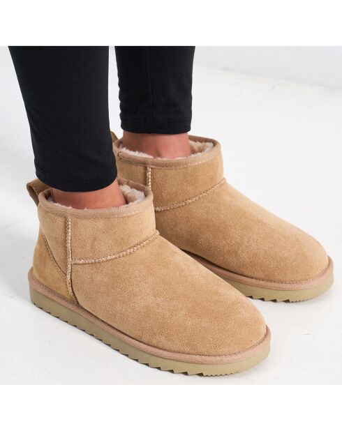Boots fourrées en Cuir Nubuck Rita beiges