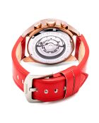 Montre Automatique Homme en Cuir rouge/gris