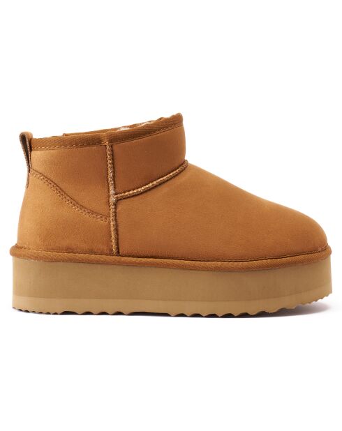 Boots fourrées en Cuir Nubuck Noa cognac