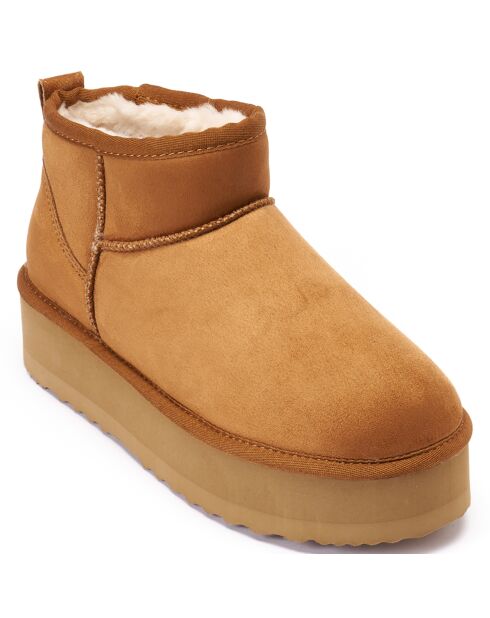 Boots fourrées en Cuir Nubuck Noa cognac