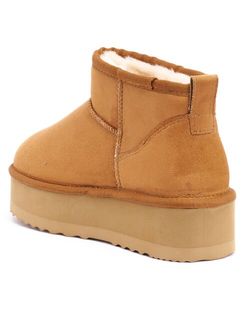 Boots fourrées en Cuir Nubuck Noa cognac