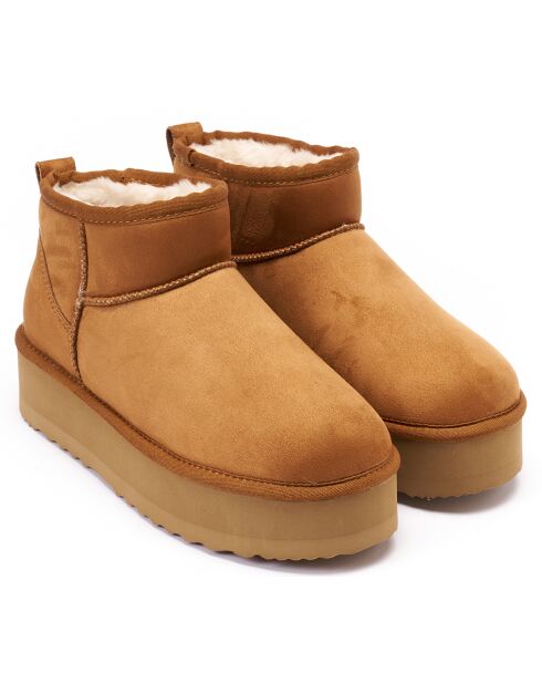 Boots fourrées en Cuir Nubuck Noa cognac