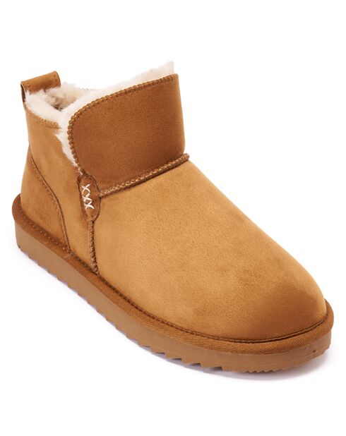 Boots fourrées en Cuir Nubuck Mia cognac