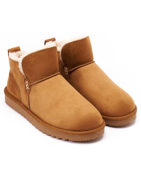 Boots fourrées en Cuir Nubuck Mia cognac