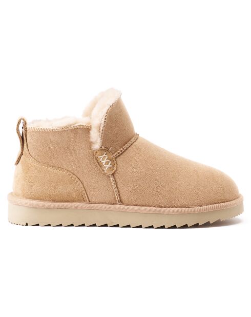 Boots fourrées en Cuir Nubuck Mia beiges