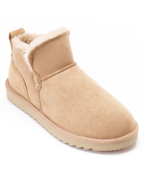 Boots fourrées en Cuir Nubuck Mia beiges
