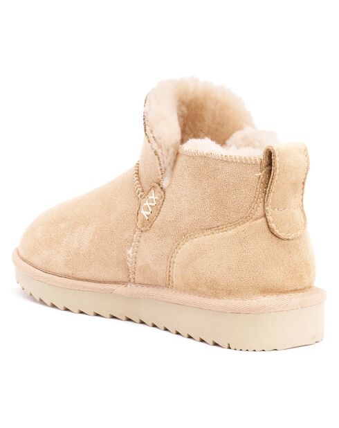 Boots fourrées en Cuir Nubuck Mia beiges
