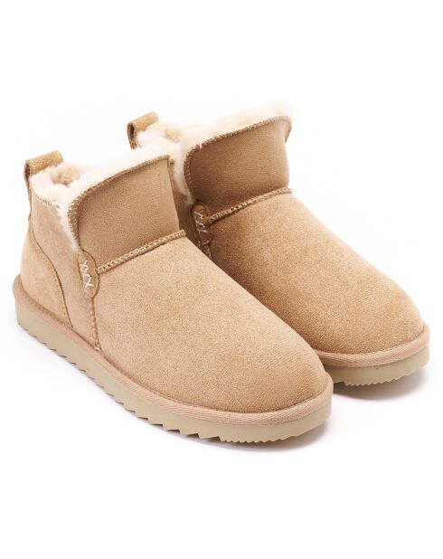 Boots fourrées en Cuir Nubuck Mia beiges
