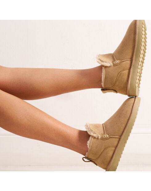 Boots fourrées en Cuir Nubuck Mia beiges