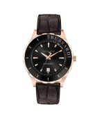 Montre Automatique Homme Logo en Cuir noire