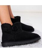 Boots fourrées en Cuir Nubuck Iris noires
