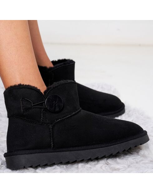 Boots fourrées en Cuir Nubuck Iris noires