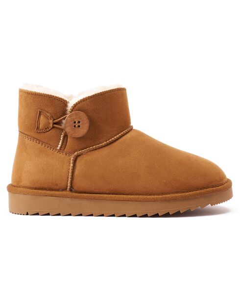 Boots fourrées en Cuir Nubuck Iris cognac