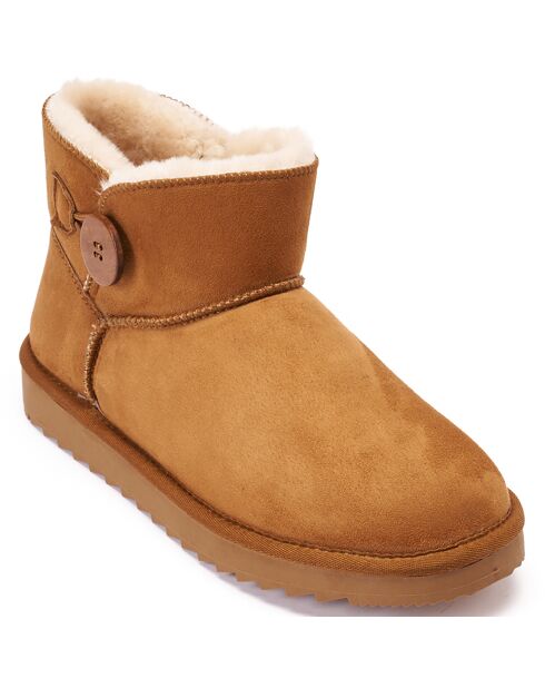 Boots fourrées en Cuir Nubuck Iris cognac