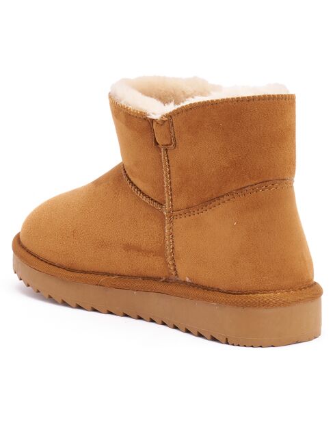 Boots fourrées en Cuir Nubuck Iris cognac