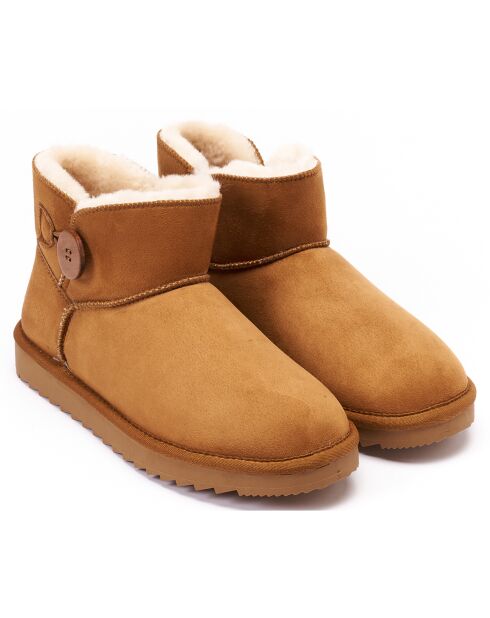 Boots fourrées en Cuir Nubuck Iris cognac