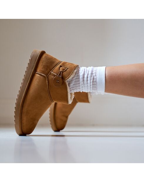 Boots fourrées en Cuir Nubuck Iris cognac