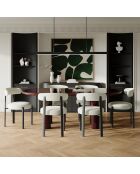 2 chaises Lina velours tramé crèmes - 56x55x77 cm