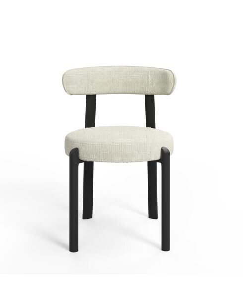 2 chaises Lina velours tramé crèmes - 56x55x77 cm