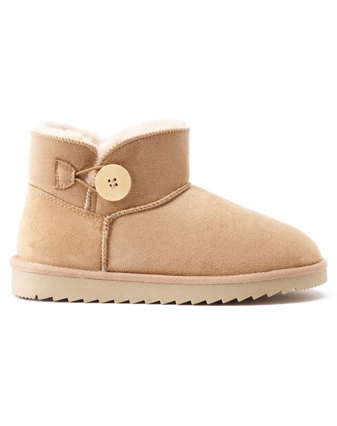 Boots fourrées en Cuir Nubuck Iris beiges