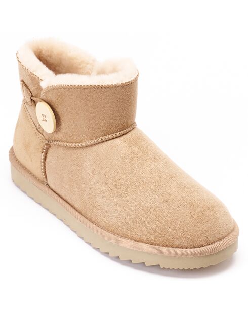 Boots fourrées en Cuir Nubuck Iris beiges