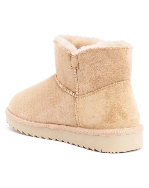 Boots fourrées en Cuir Nubuck Iris beiges