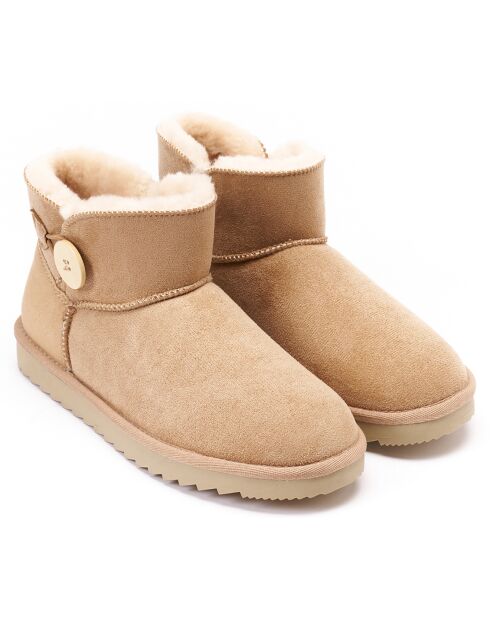 Boots fourrées en Cuir Nubuck Iris beiges